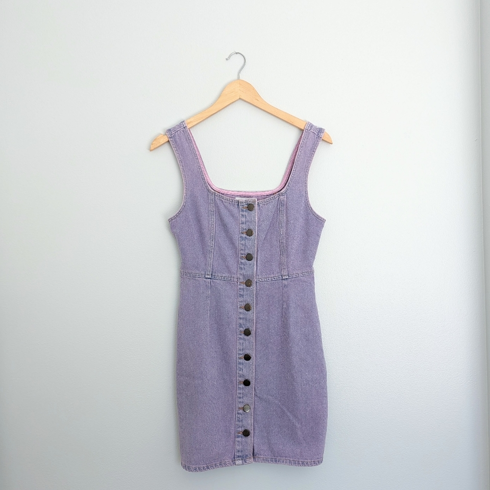 Urban Outfitters Purple Denim Button Front Mini Dress Size 2